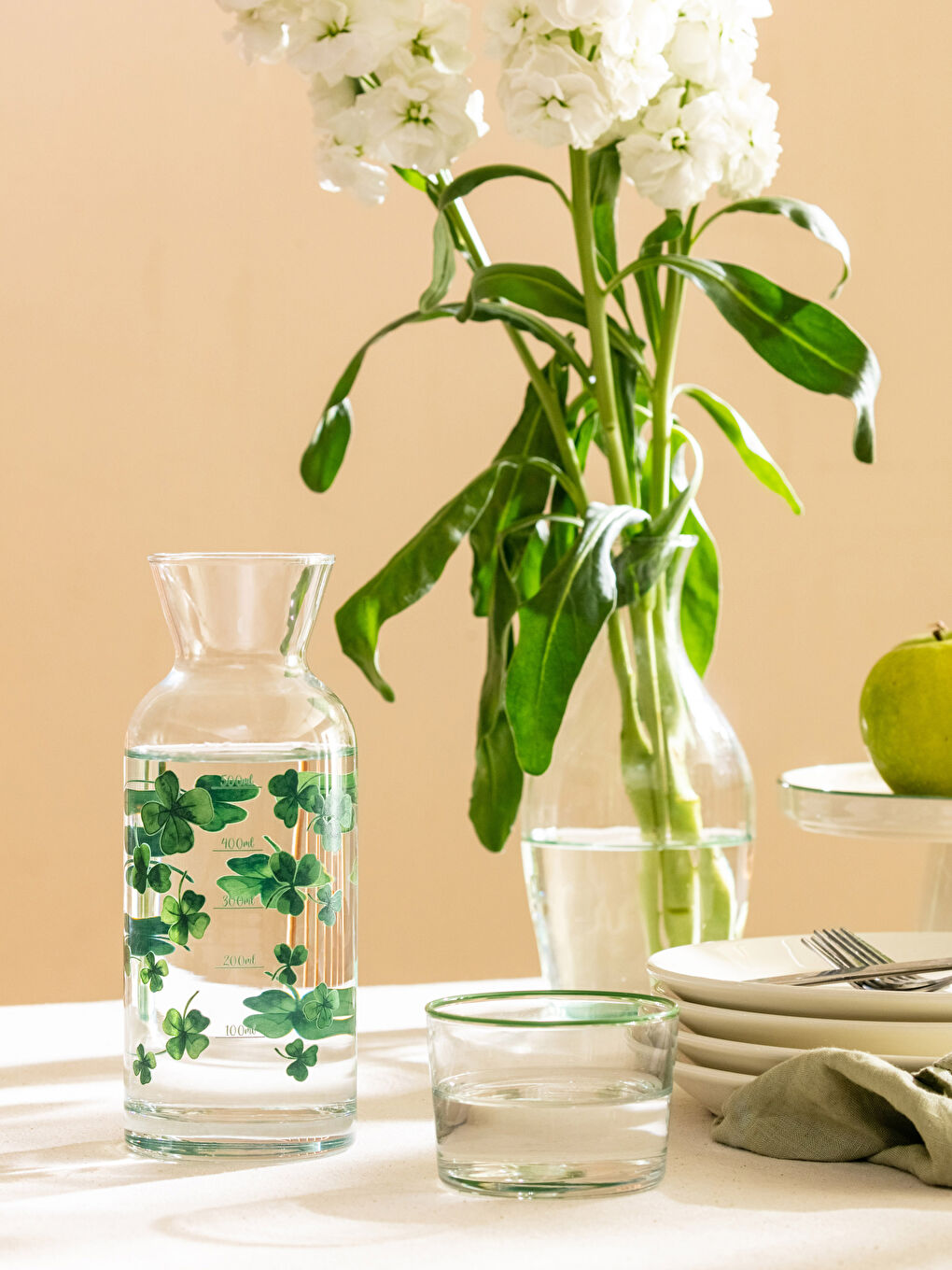 Stakleni bokal sa štampanim staklenim poklopcem 700 ml