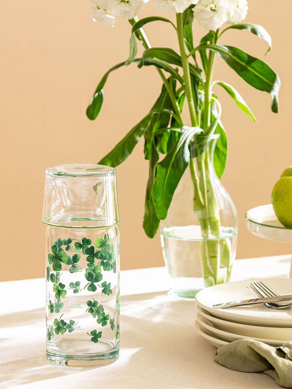 Stakleni bokal sa štampanim staklenim poklopcem 700 ml-1