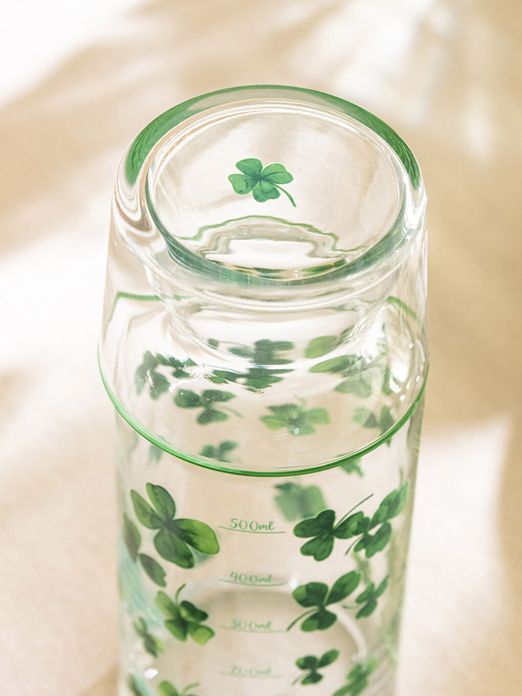 Stakleni bokal sa štampanim staklenim poklopcem 700 ml-2