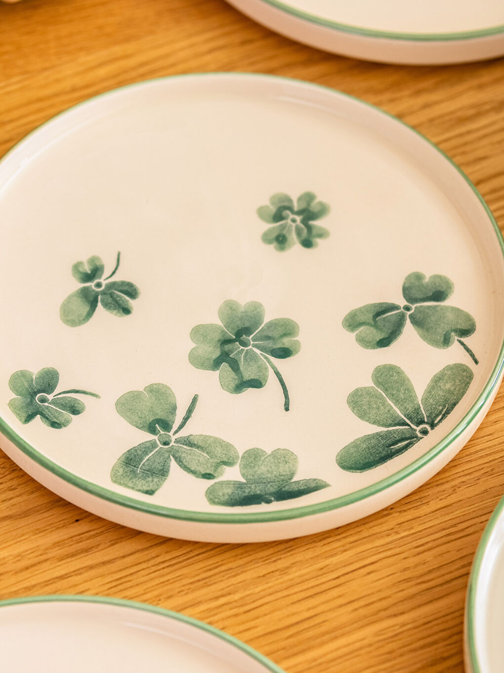 Yeşil Baskılı Seramik Pasta Tabağı Seti 4'lü-1