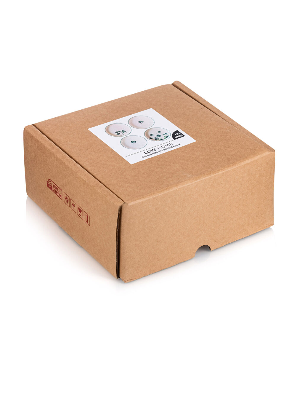 Yeşil Baskılı Seramik Pasta Tabağı Seti 4'lü-3