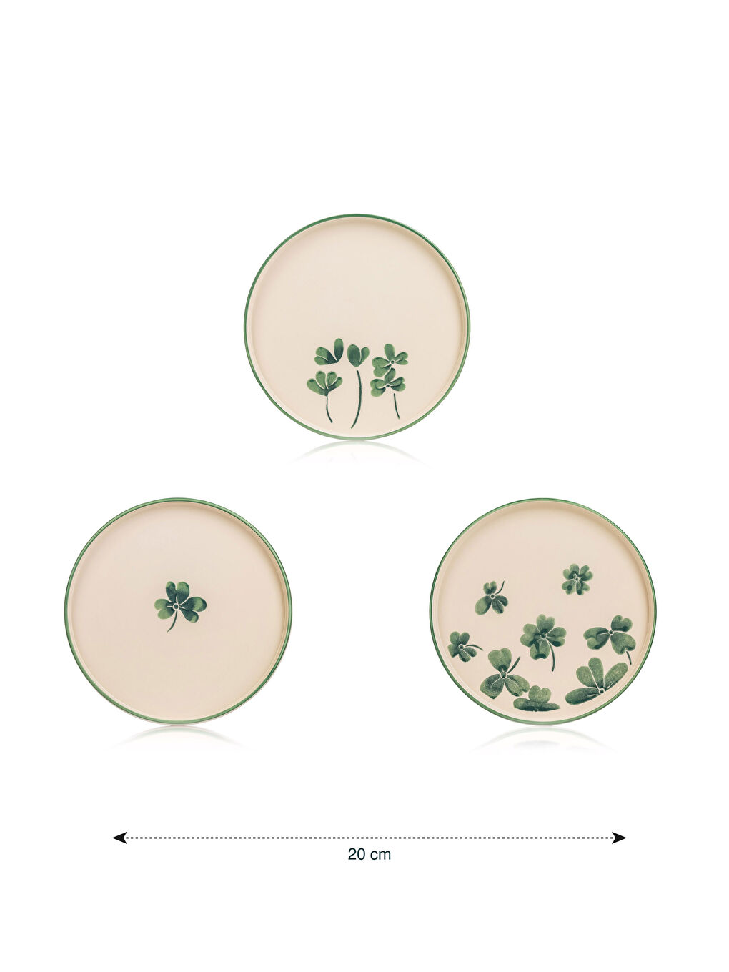 Yeşil Baskılı Seramik Pasta Tabağı Seti 4'lü-4