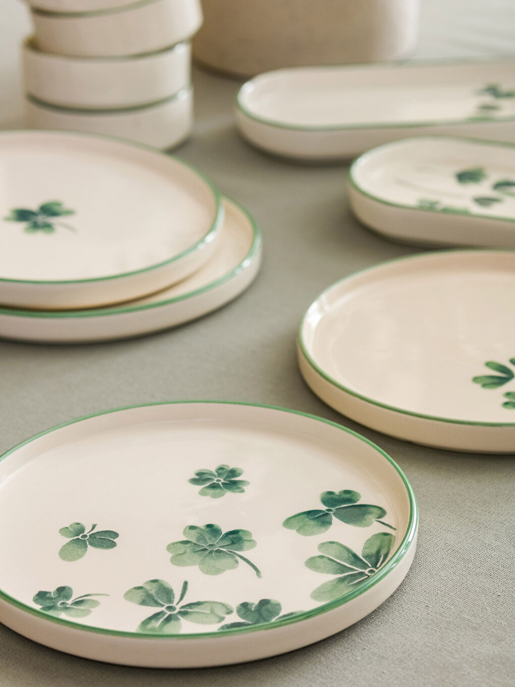 Yeşil 10 Parça 4 Kişilik Seramik Kahvaltı Takımı-2