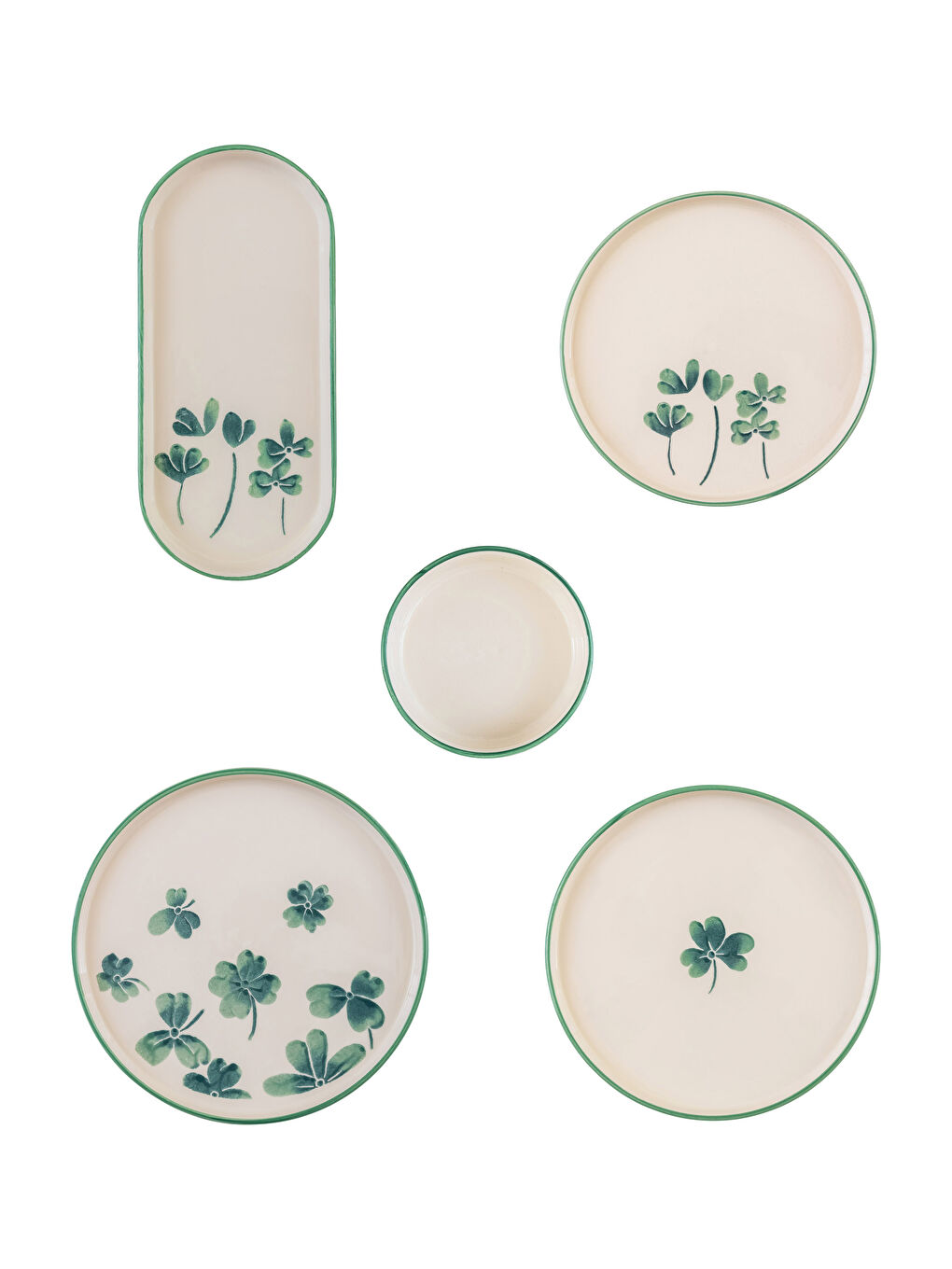 Yeşil 10 Parça 4 Kişilik Seramik Kahvaltı Takımı-3