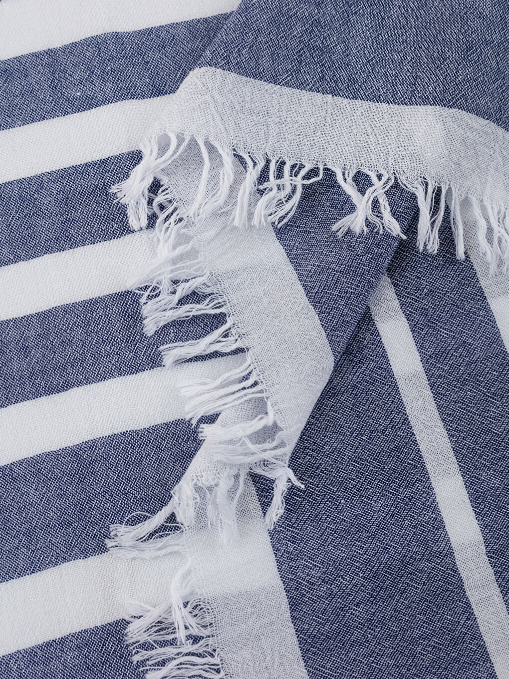 İndigo Çizgili Saçaklı Peştamal Banyo Havlusu 90x165 cm-2
