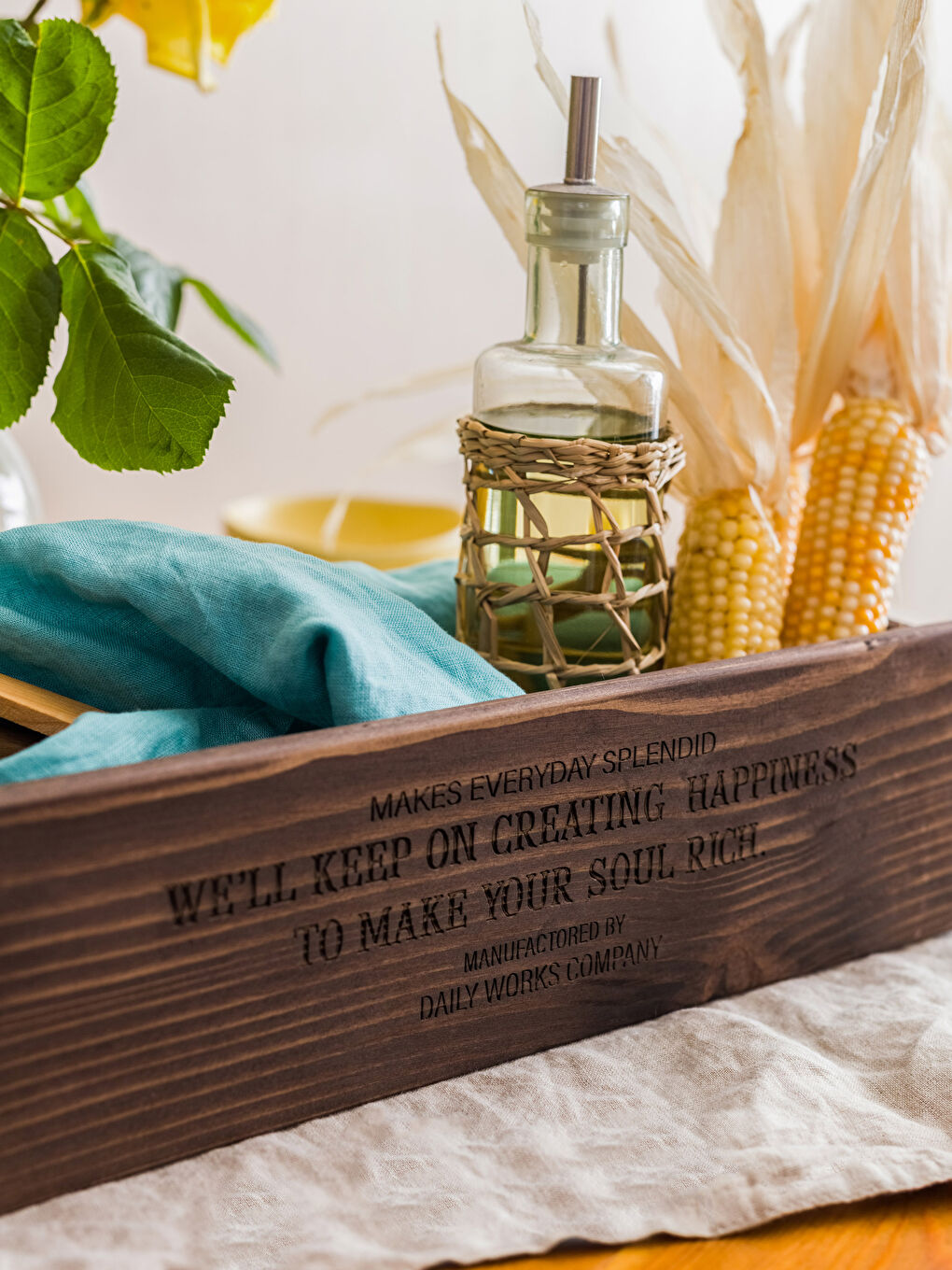 Kahverengi Baskılı Ahşap Organizer Kutu 11x33x10 cm-2