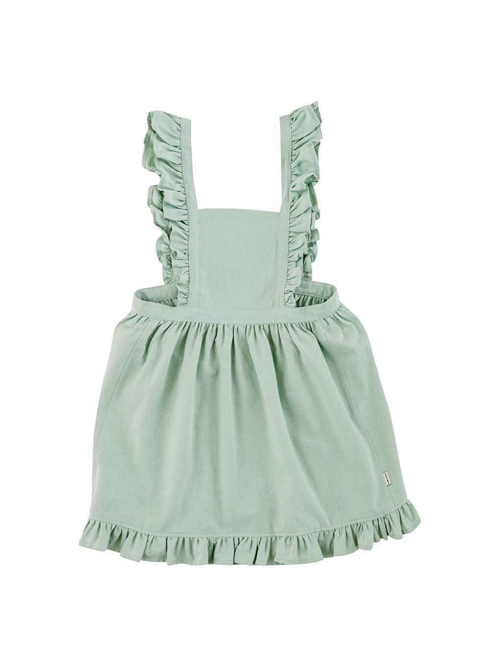 Yeşil Düz Fırfır Detaylı Mutfak Önlüğü-3