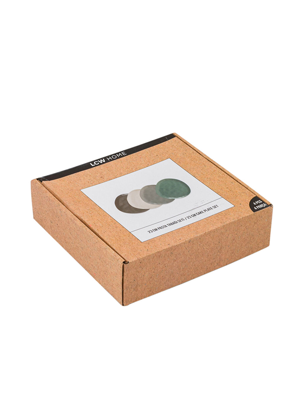 Yeşil Desenli Seramik Pasta Tabağı 4'lü 23 cm-3