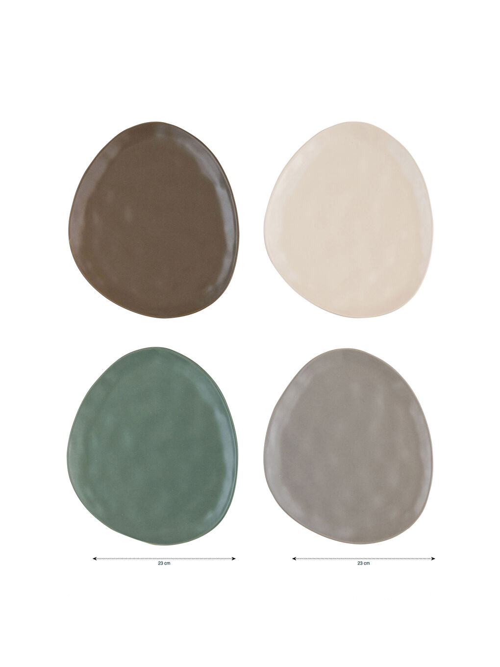 Yeşil Desenli Seramik Pasta Tabağı 4'lü 23 cm-4