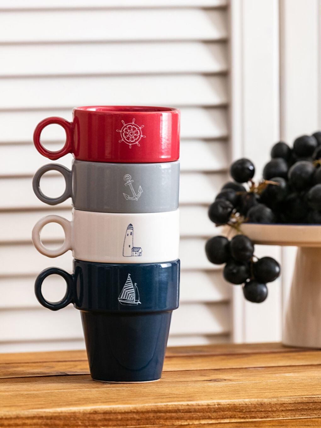 Karışık Yazı Baskılı Seramik Kupa Bardak 4 'lü Set-1