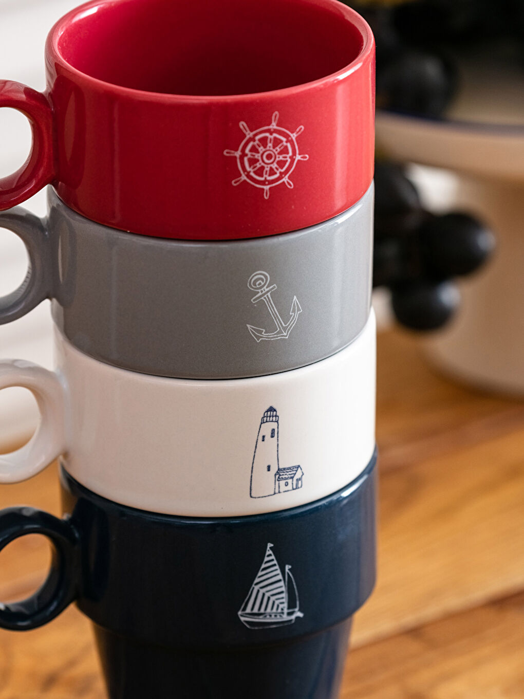 Karışık Yazı Baskılı Seramik Kupa Bardak 4 'lü Set-2