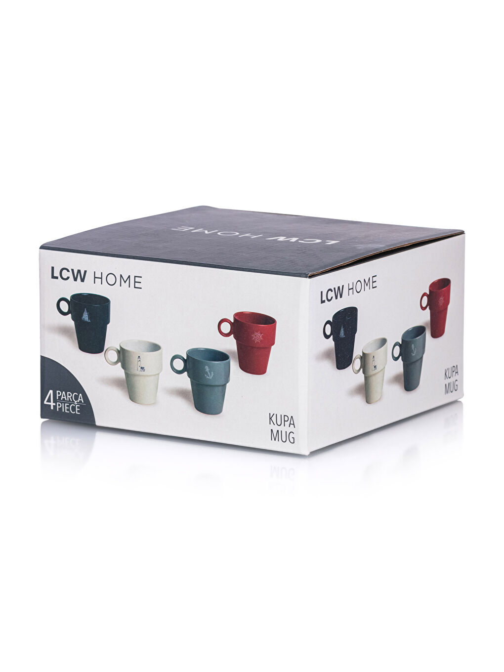 Karışık Yazı Baskılı Seramik Kupa Bardak 4 'lü Set-3