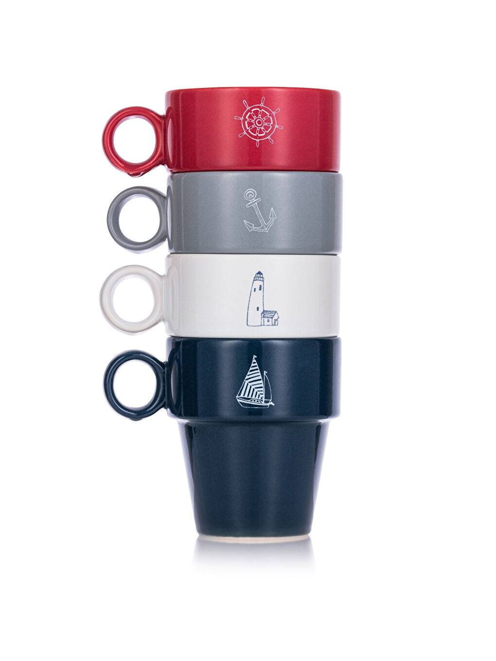 Karışık Yazı Baskılı Seramik Kupa Bardak 4 'lü Set-4