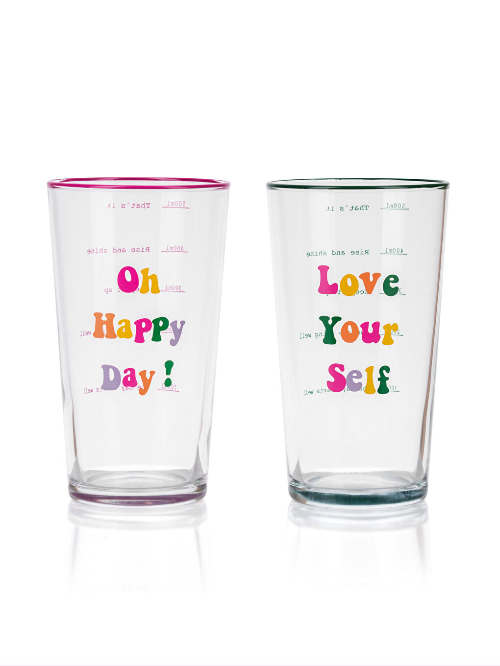 Karışık Yazı Baskılı Cam Bardak 2'li 570 ml-5