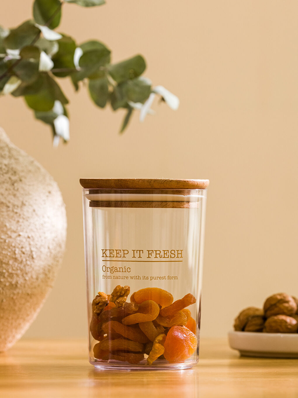 Slogan Printed Wooden Lid Storage Container