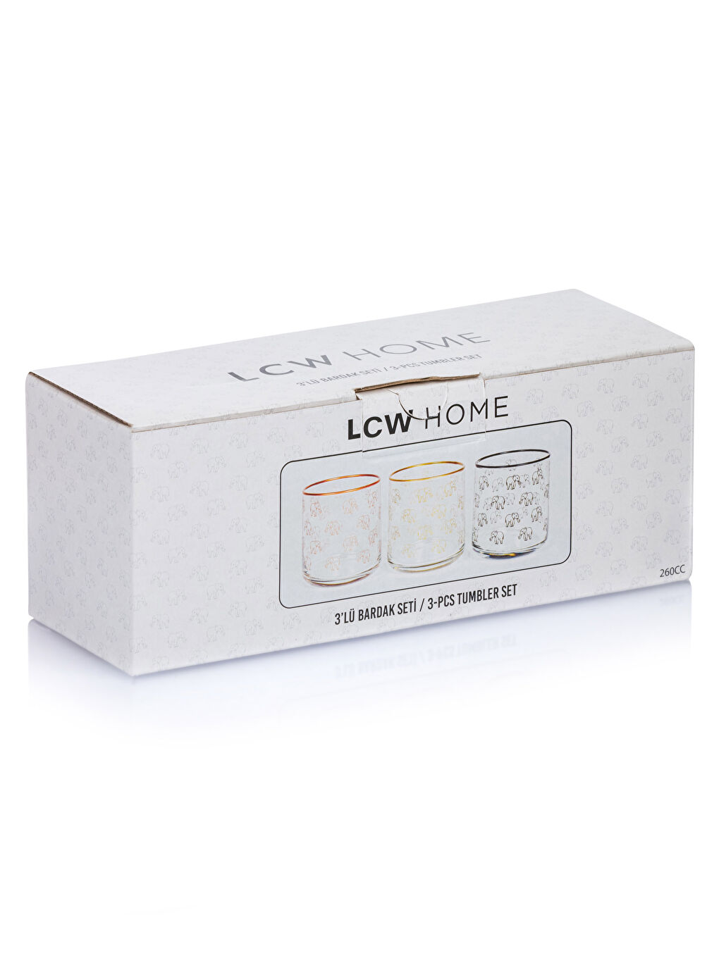 Karışık Fil Baskılı Cam Bardak Seti 3'lü 260 ml-3