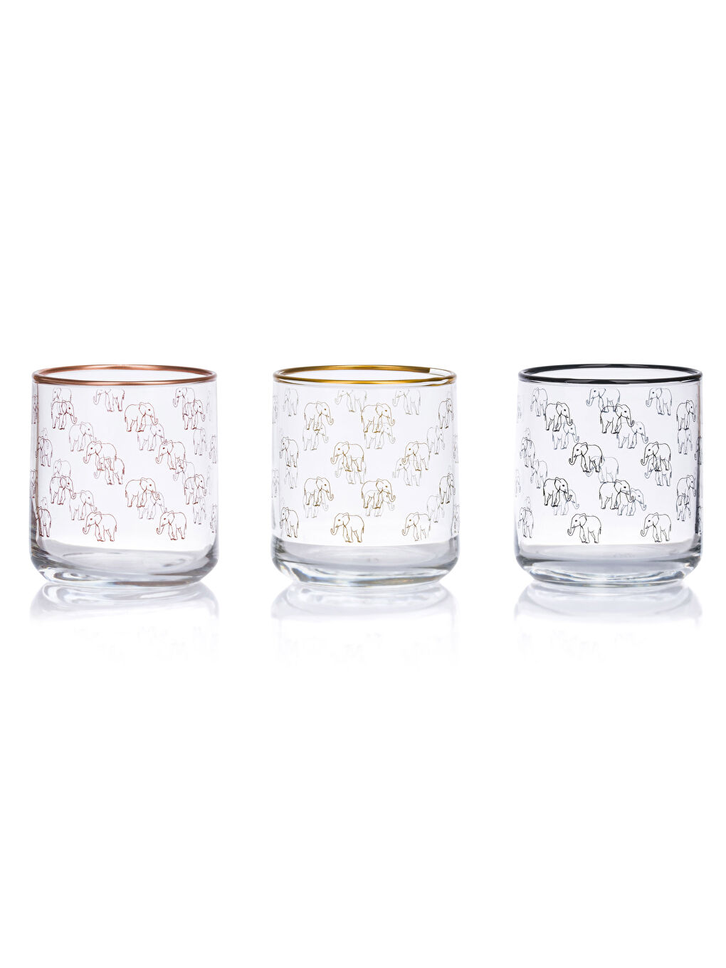 Karışık Fil Baskılı Cam Bardak Seti 3'lü 260 ml-4