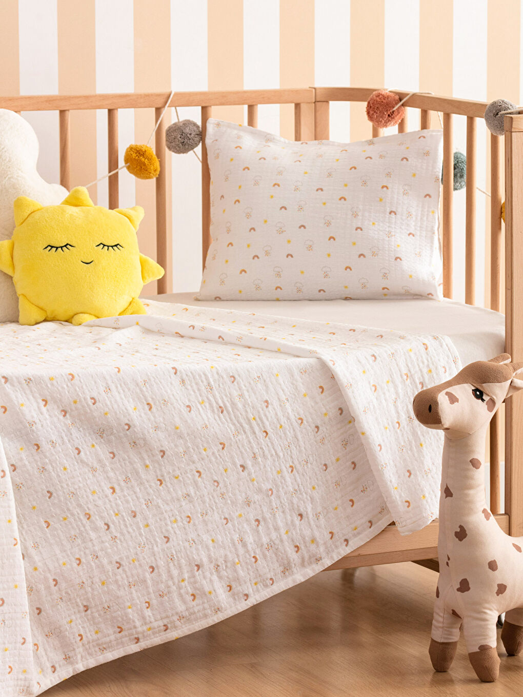 LCW HOME Printed Muslin Baby Girl Bedding Set -S3HR58Z1-F9C