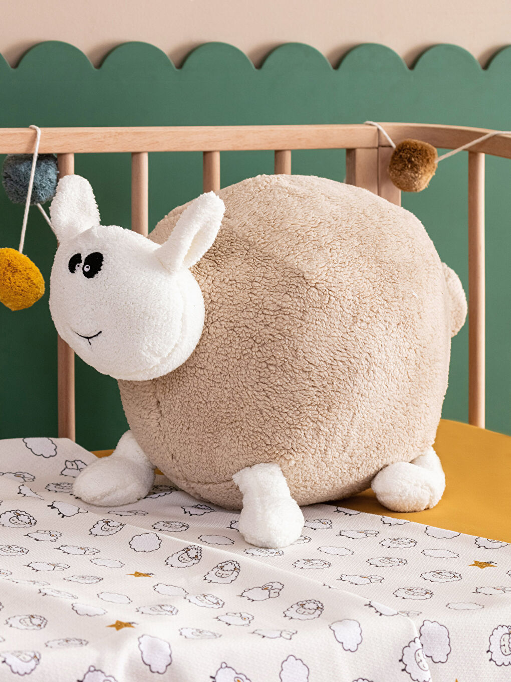 LCW HOME Bej Koyun Figürlü Dolgulu Pelüş Bebek Kırlent 51 cm