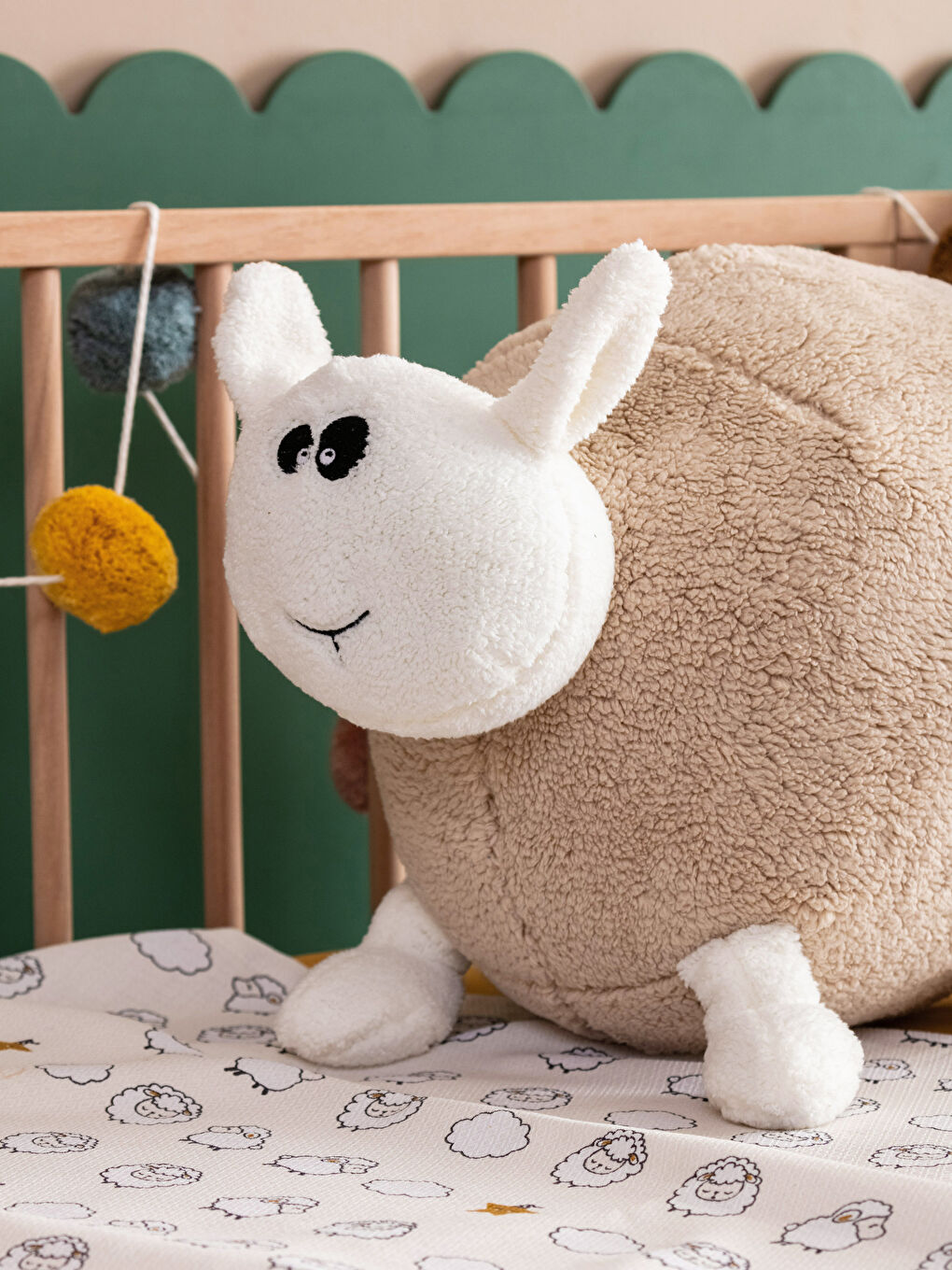 LCW HOME Bej Koyun Figürlü Dolgulu Pelüş Bebek Kırlent 51 cm - 2