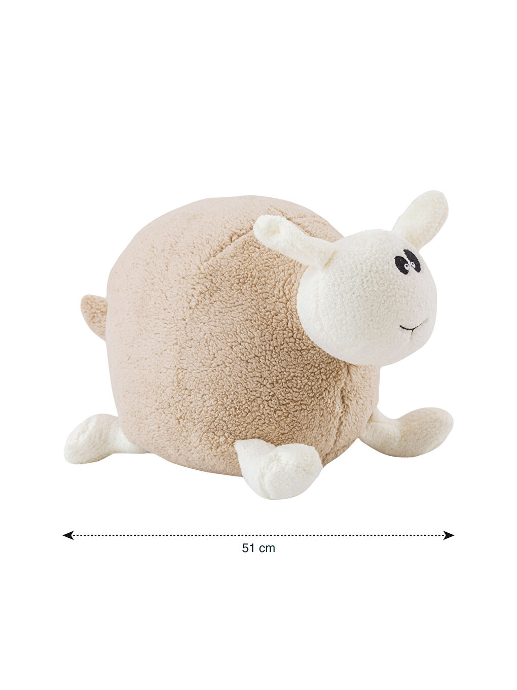 LCW HOME Bej Koyun Figürlü Dolgulu Pelüş Bebek Kırlent 51 cm - 3
