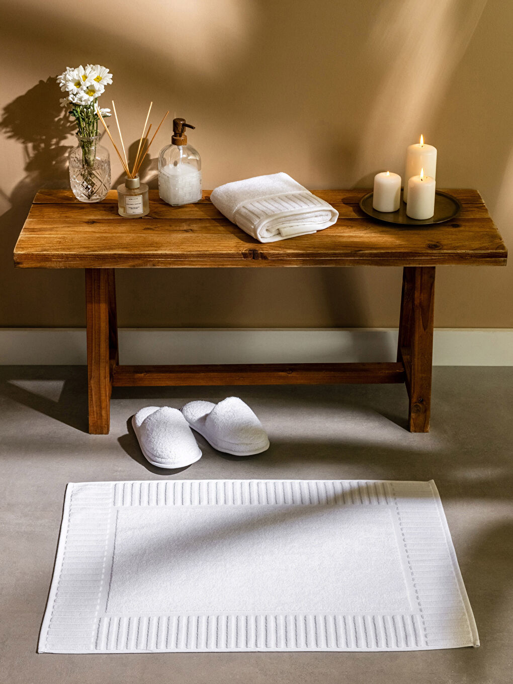 Serviette de bain en coton uni pour les pieds 50x70