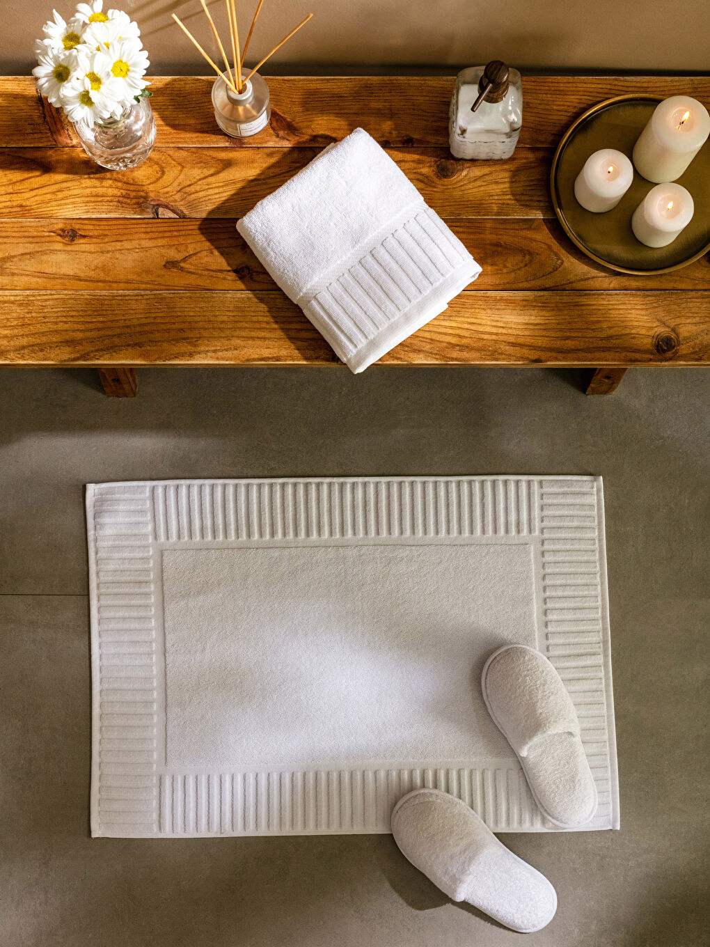 Serviette de bain en coton uni pour les pieds 50x70-1