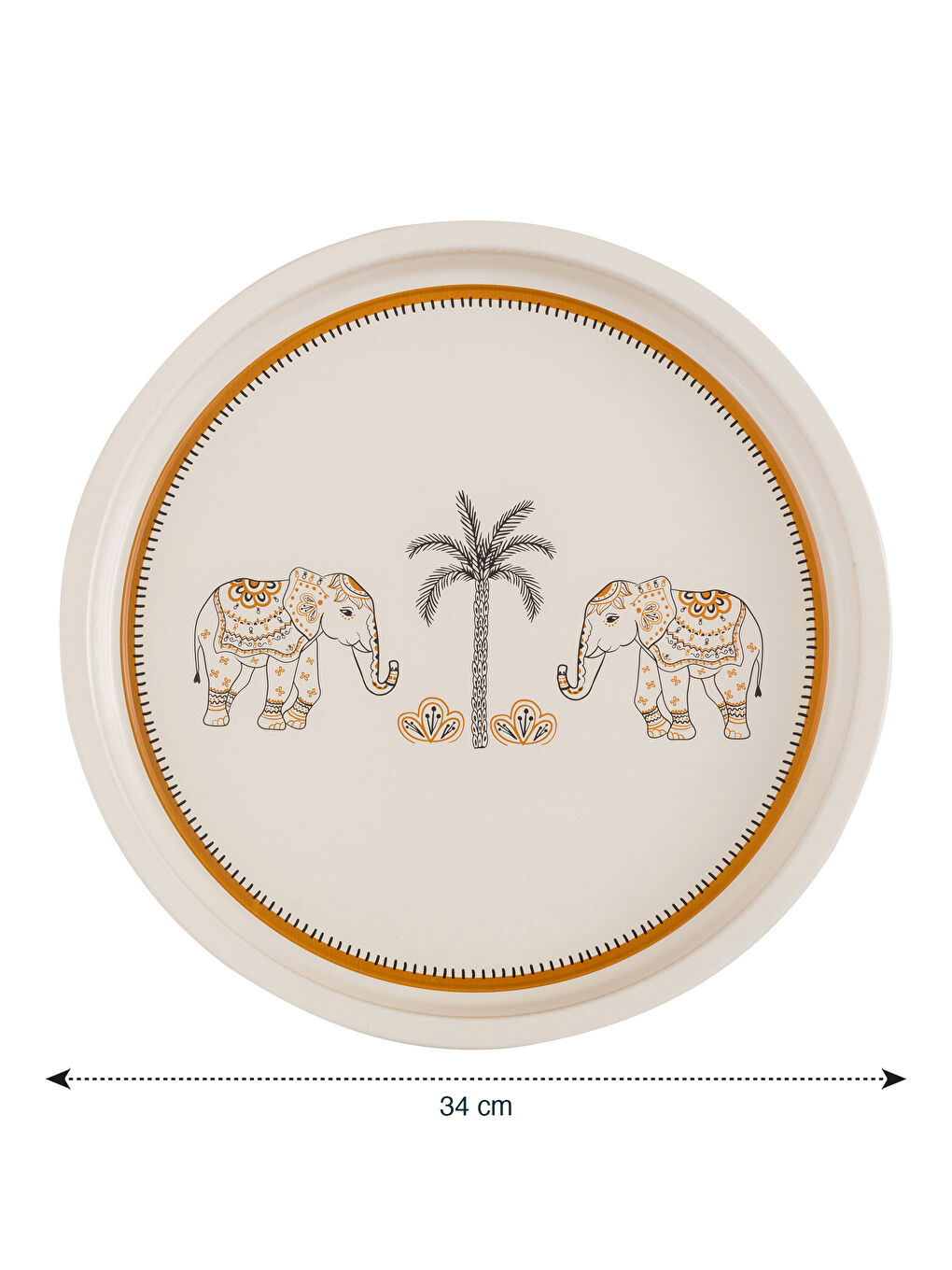 Karışık Fil Desenli Metal Tepsi 34 cm-3