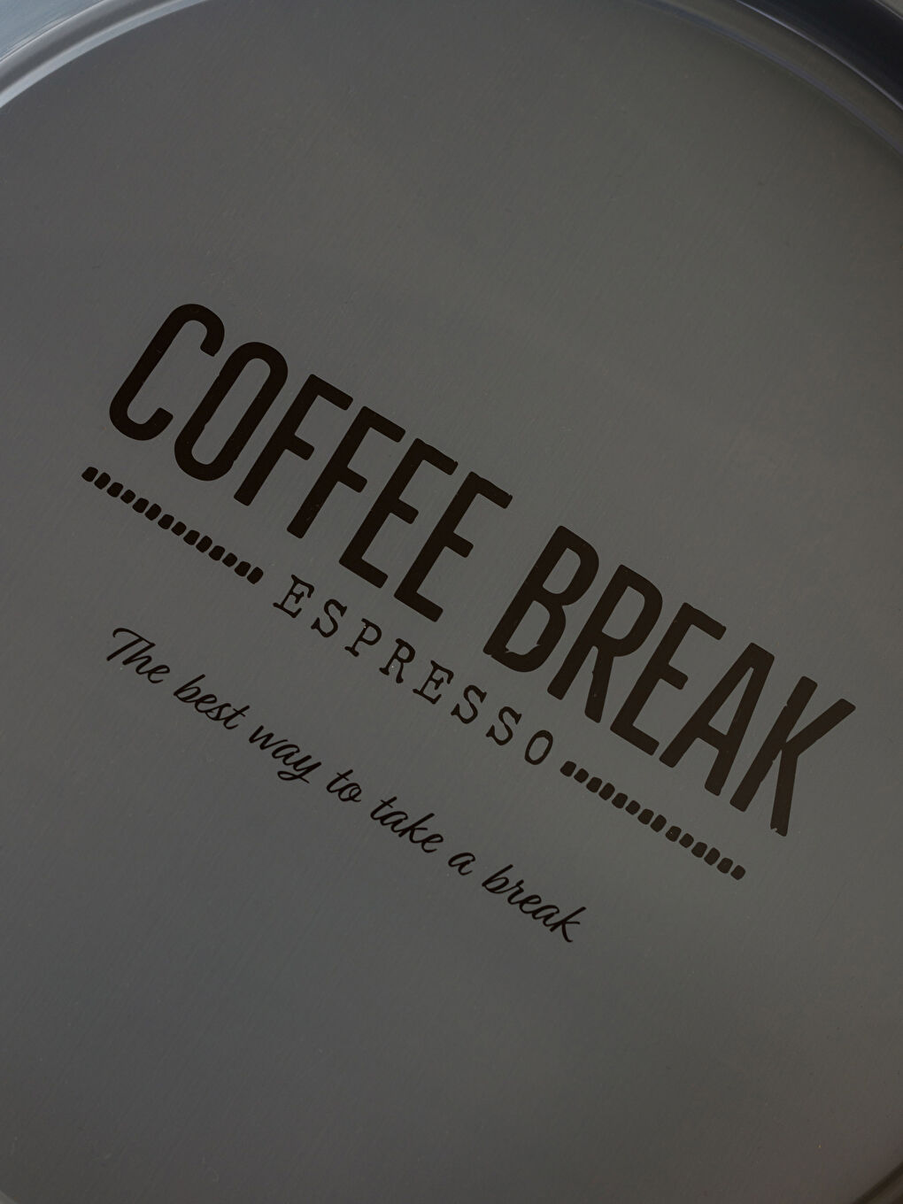 Antrasit Yazı Baskılı Metal Tepsi 34 cm-2