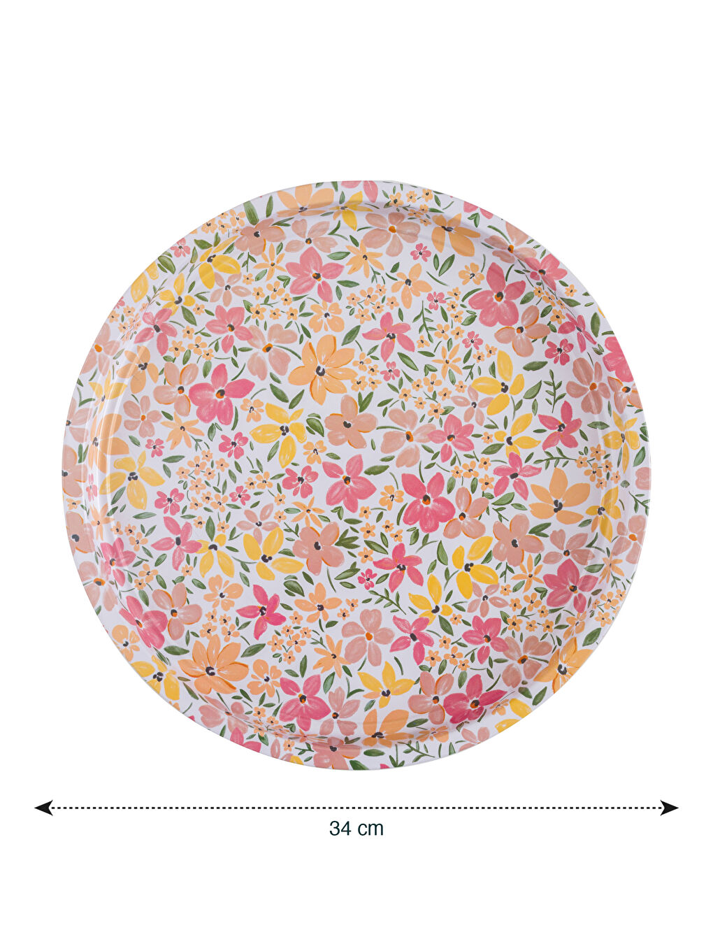 Karışık Çiçek Baskılı Metal Tepsi 34 cm-3