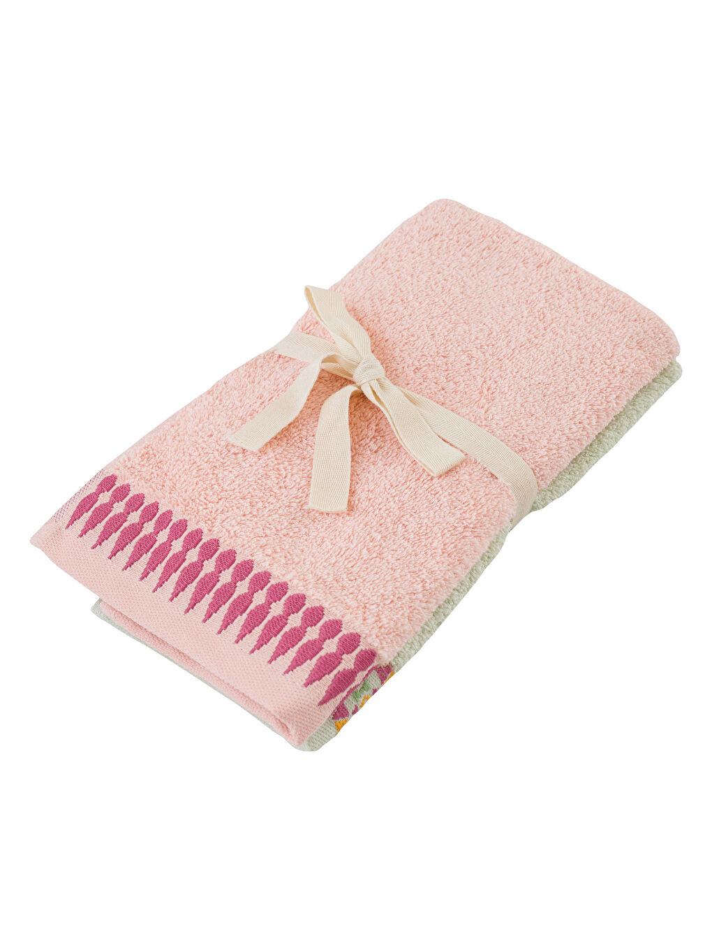 Yeşil Etnik Nakışlı El Havlusu 2'Li-5