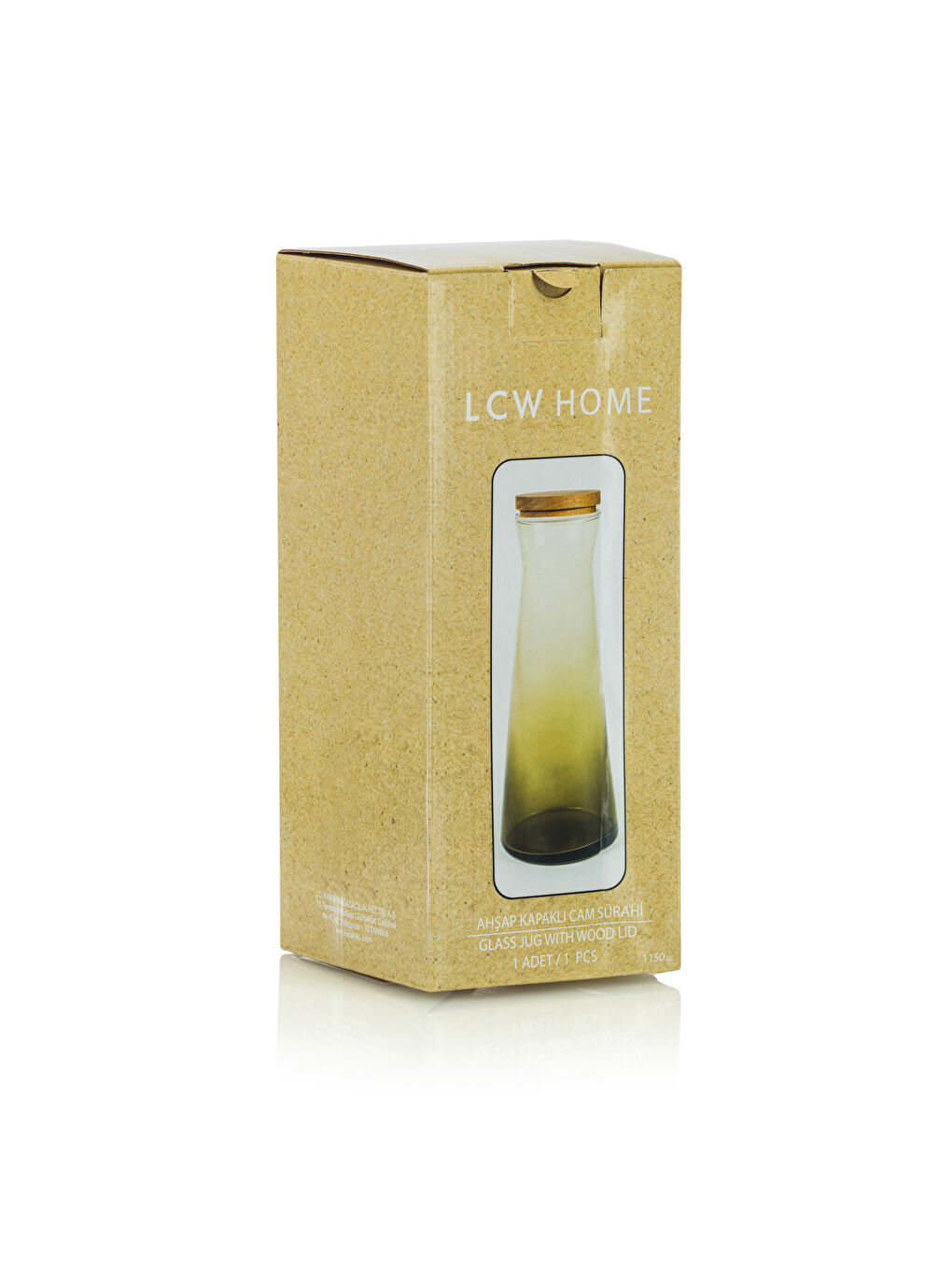 LCW HOME Mat Yeşil Ahşap Kapaklı Cam Sürahi 1150 Ml - 3