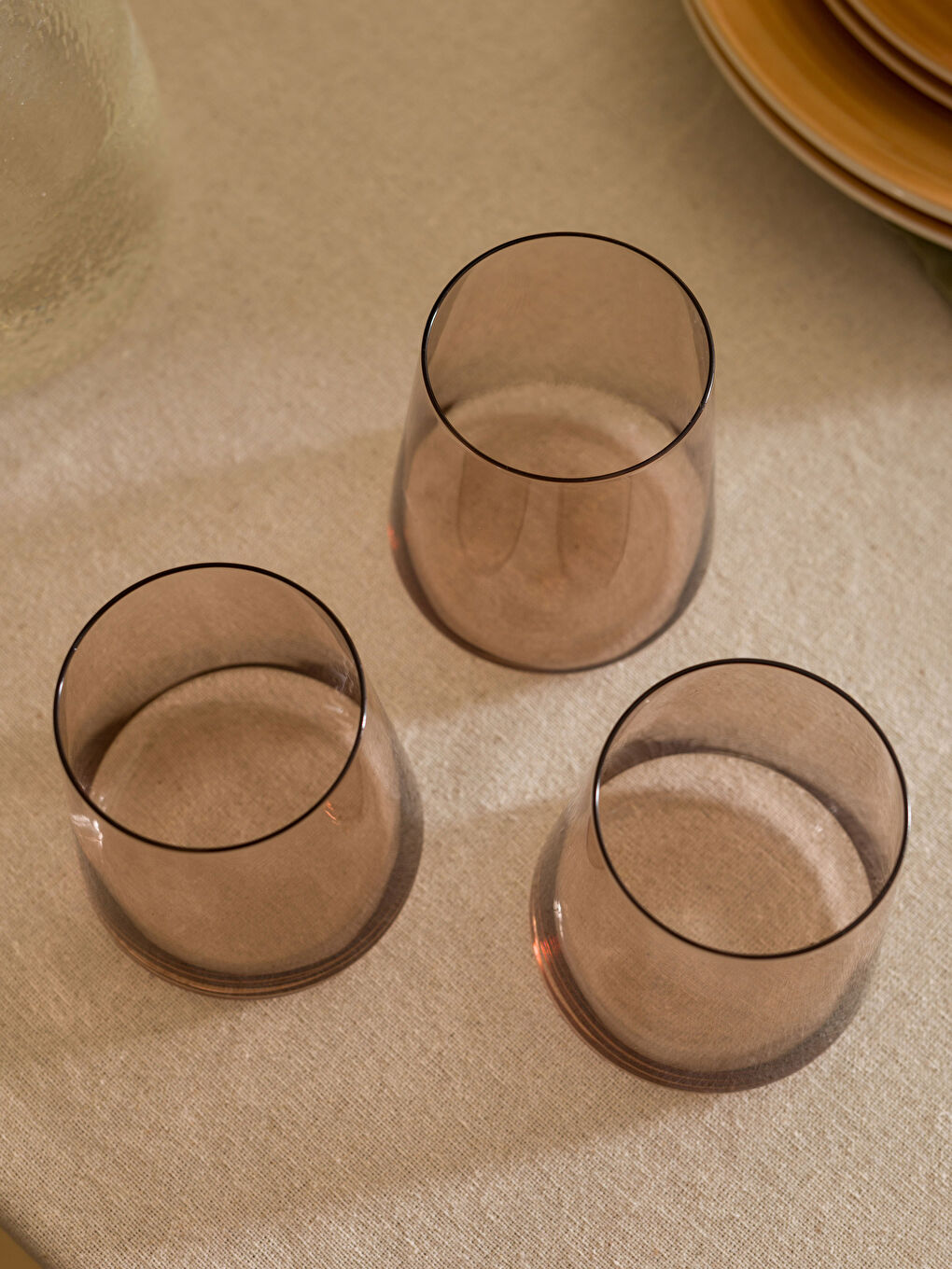 Kahverengi Cam Bardak Seti 3'lü 380 ml-2