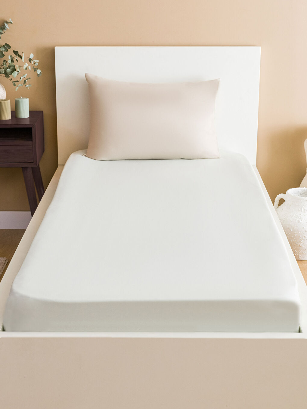 Yeşil Düz Pamuklu Tek Kişilik Çarşaf 180x240 cm