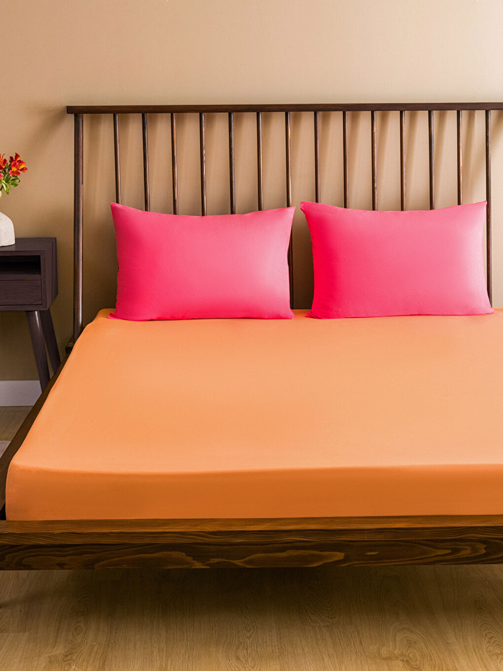 Plain Cotton Double Fitted Sheet 160x200x30 cm