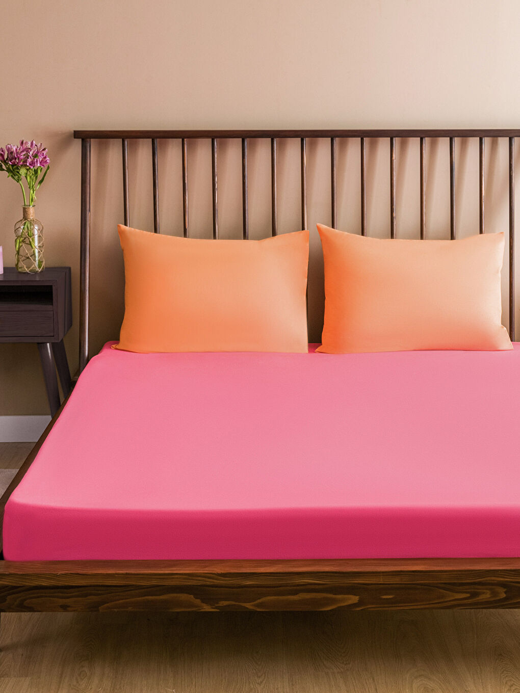 Plain Cotton Double Fitted Sheet 160x200x30 cm