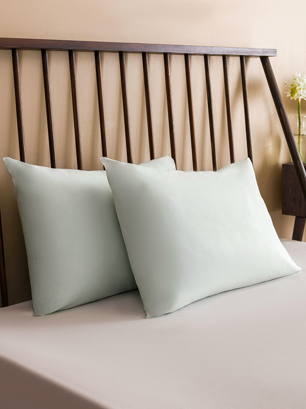 Lot de 2 Taies d'Oreiller en Coton Uni 50x70 cm
