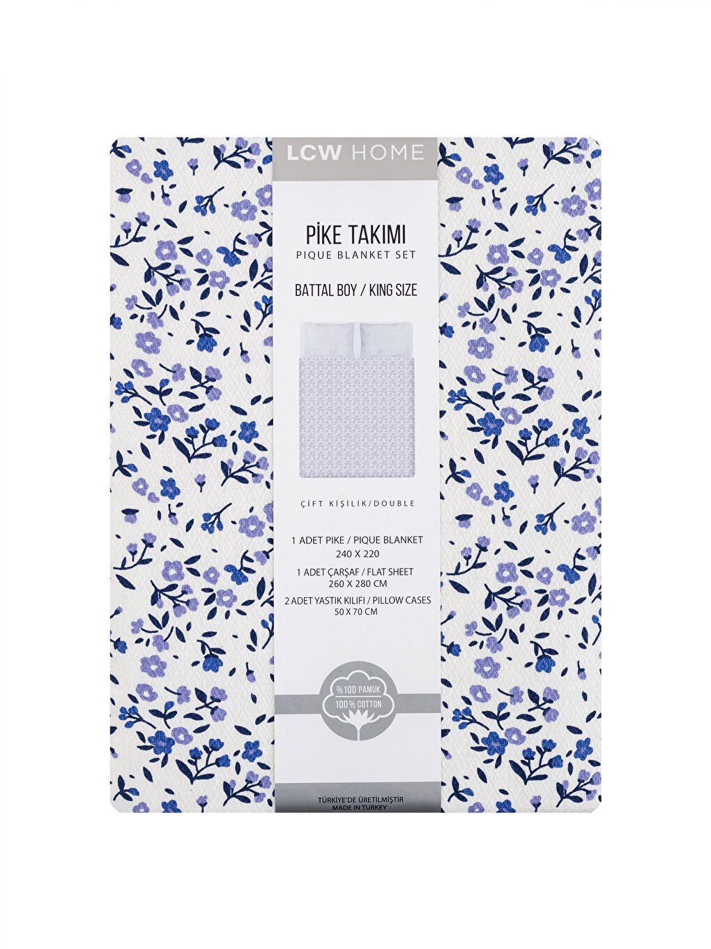 Karışık Çiçek Desenli Battal Boy Ranforce Pike Takımı-7