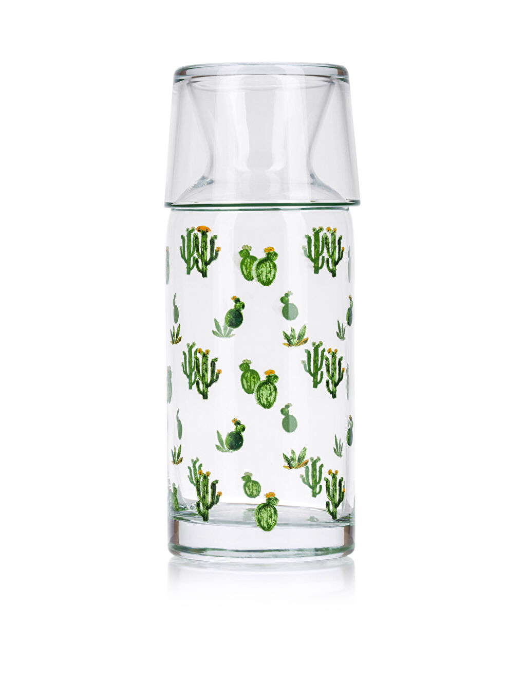 LCW HOME Cactus Printed Glass Carafe Pitcher With Glass Lid 700 Ml -S3IA82Z8-F9C
