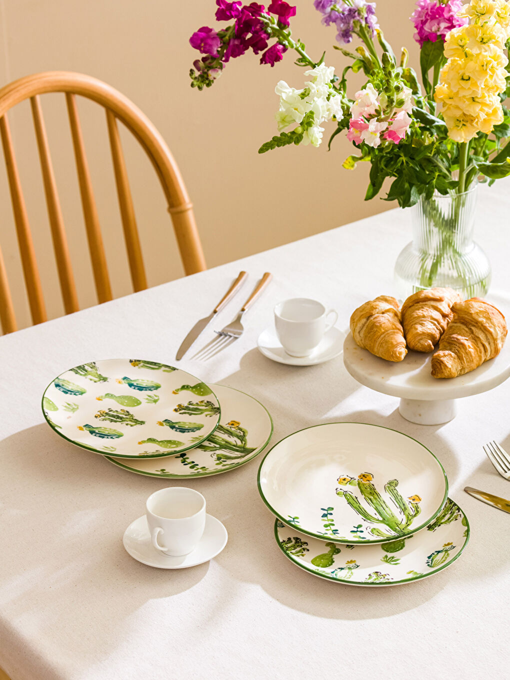 Karışık Baskılı Seramik Pasta Tabağı Seti 4'lü