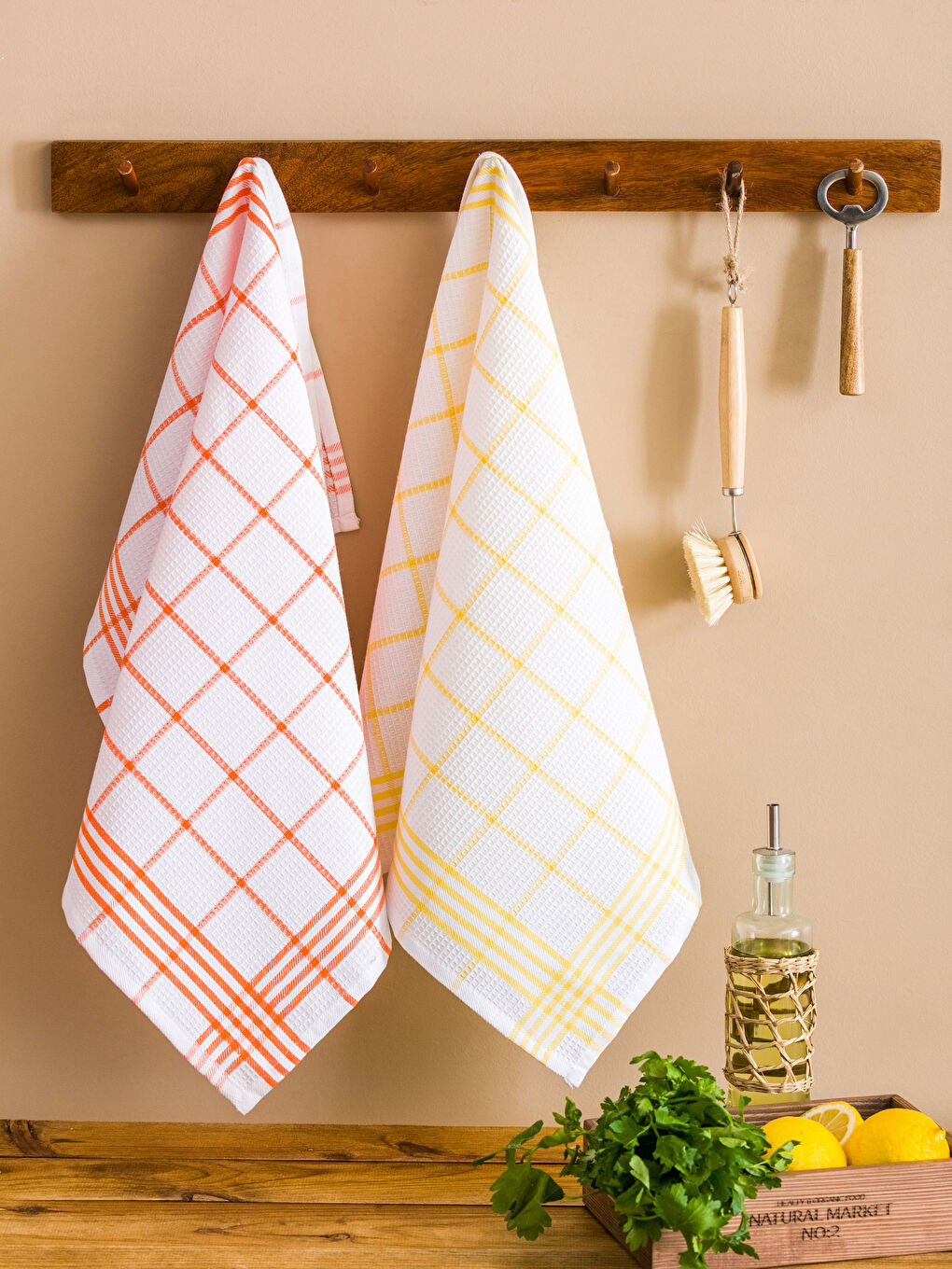 Plaid Patterned Drying Towel 2 Pack 40x60 Cm -S3IC14Z8-F9C