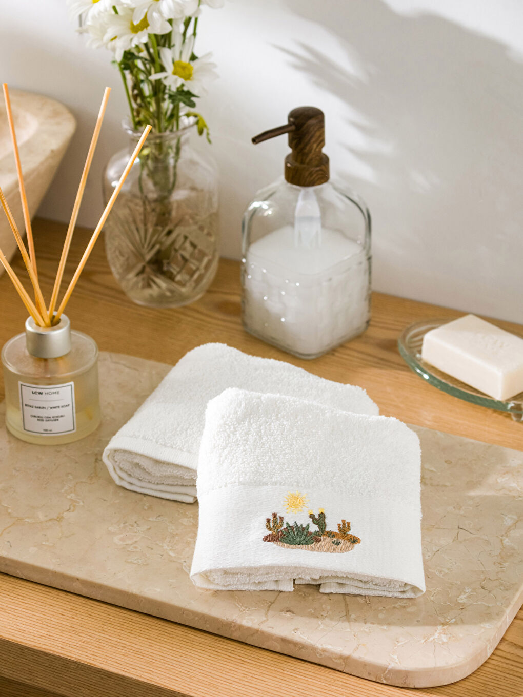 Embroidered Cotton Hand Towel 2 Pack 30x50 Cm -S3IC31Z8-EEW