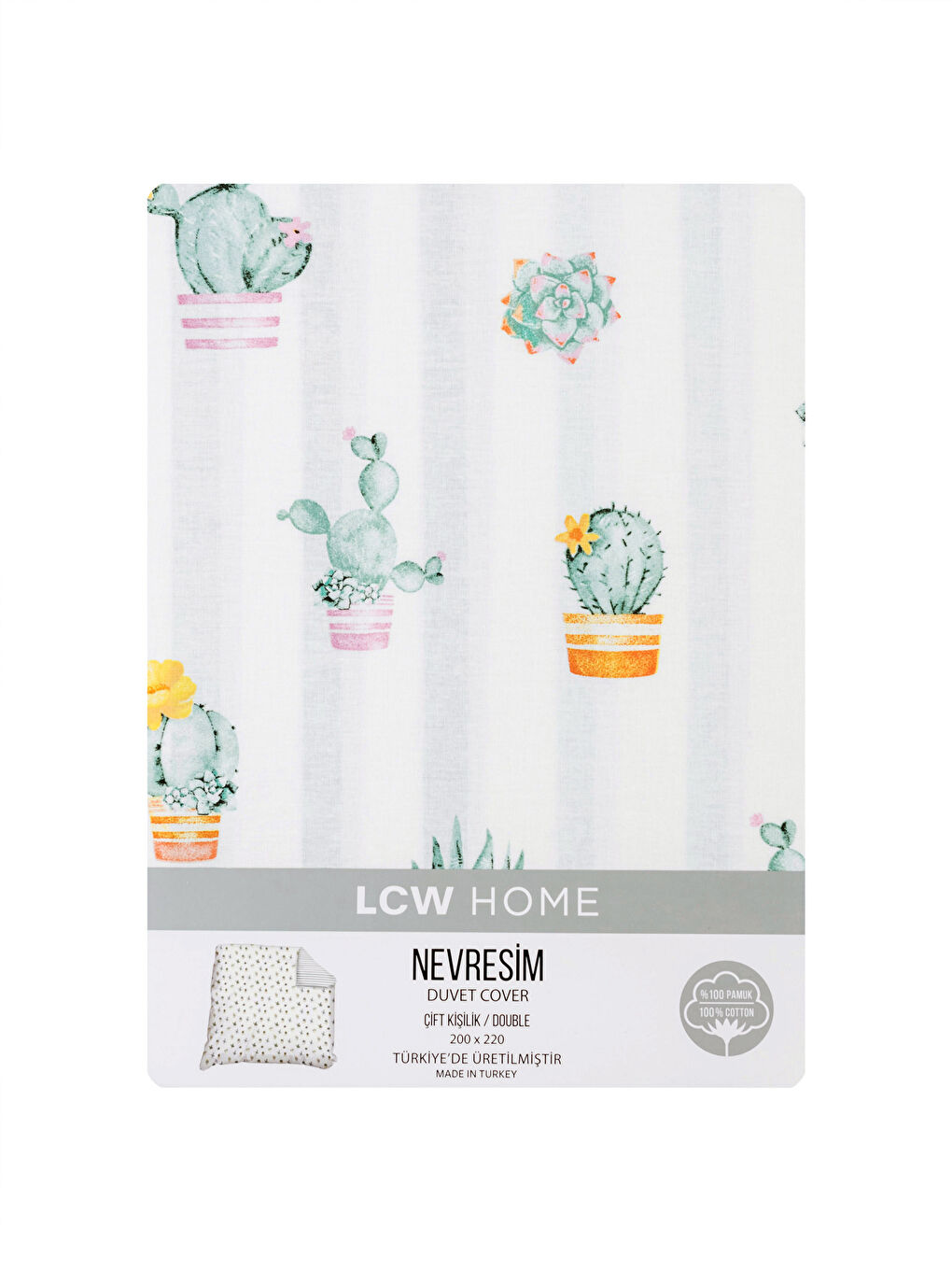 Karışık Kaktüs Baskılı Çift Kişilik Nevresim-5