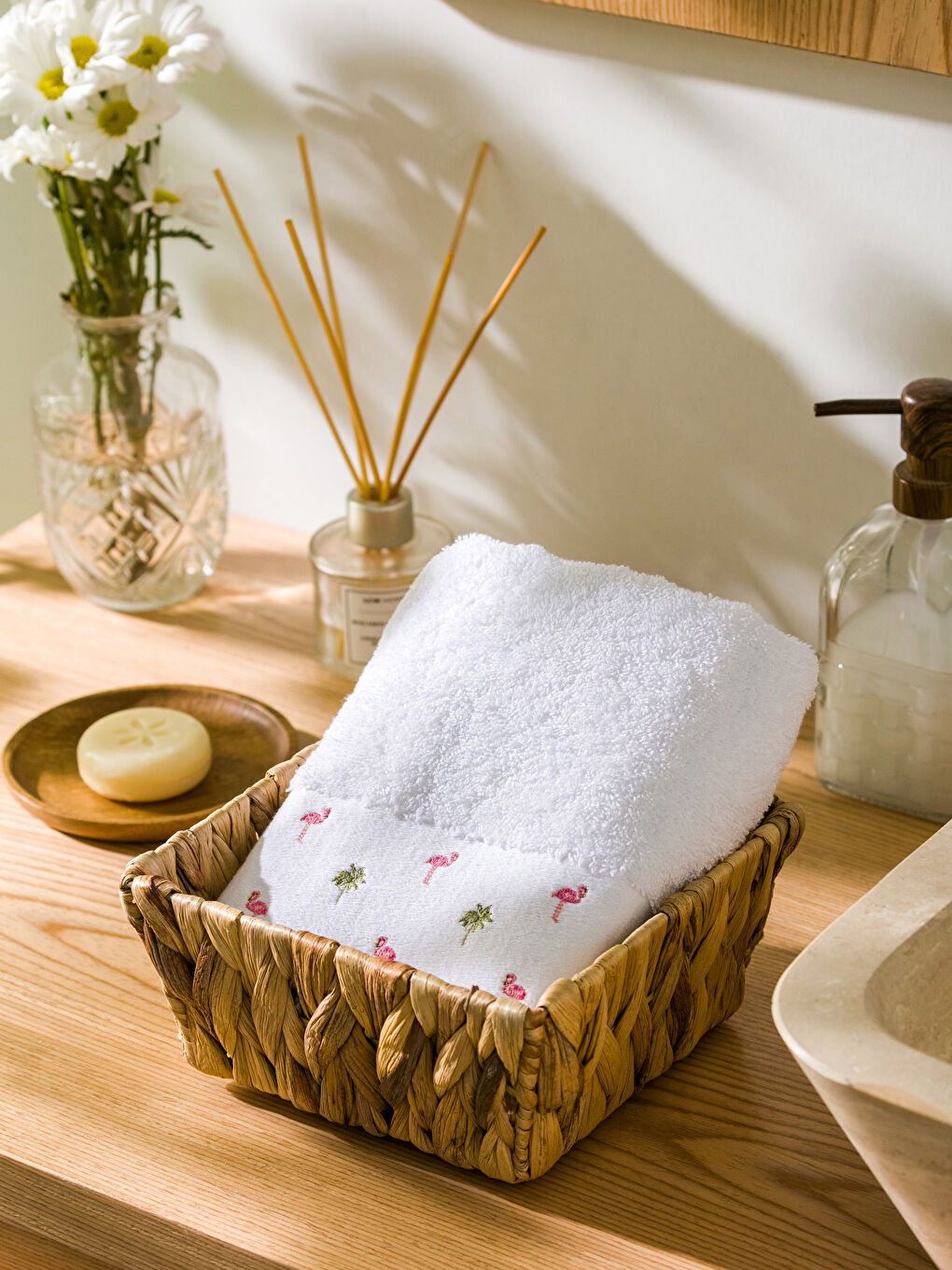 Embroidered Face Towel 50x80 Cm -S3IC63Z8-J5E