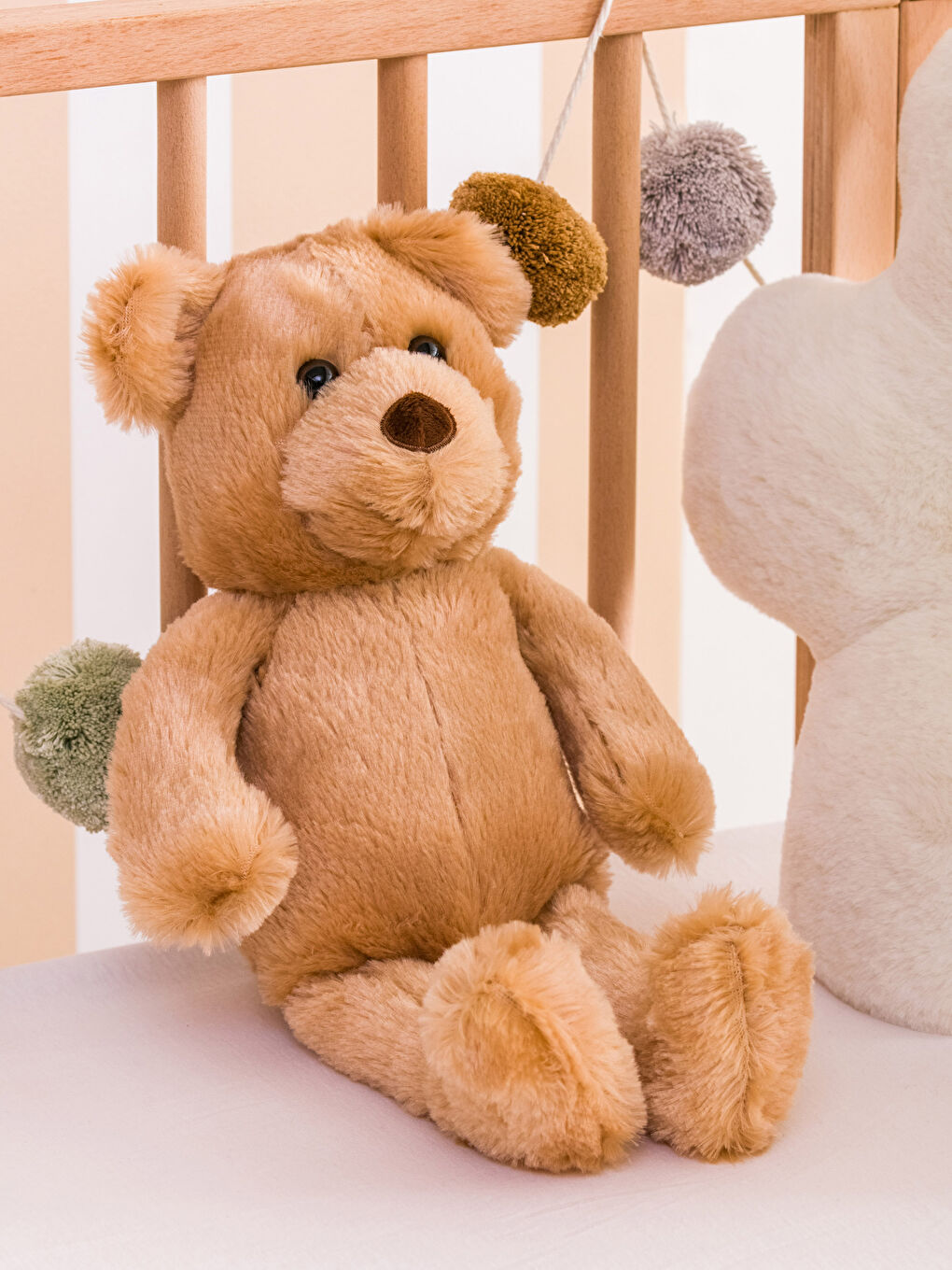 Kahverengi Nakışlı Dolgulu Bebek Kırlent 43 cm-2