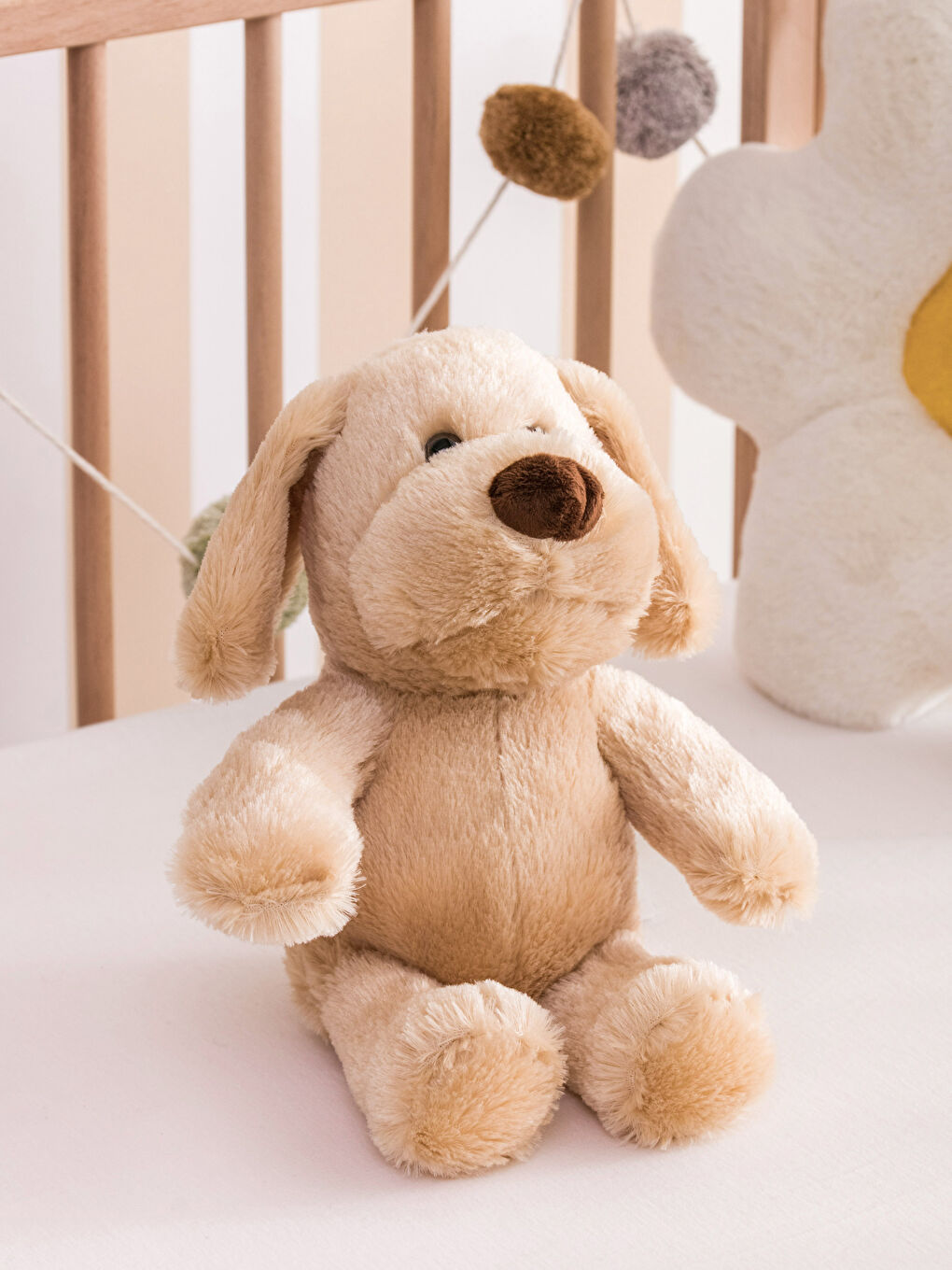 Kahverengi Nakışlı Dolgulu Bebek Kırlent 45 cm