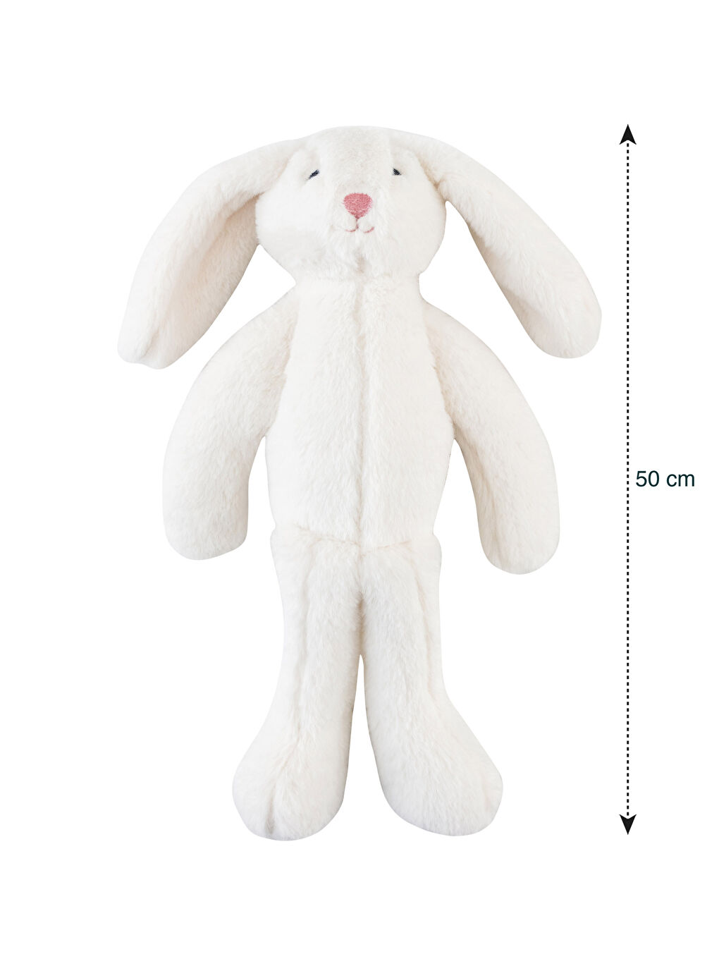 Ekru Tavşan Nakışlı Dolgulu Pelüş Bebek Kırlent 50 cm-3