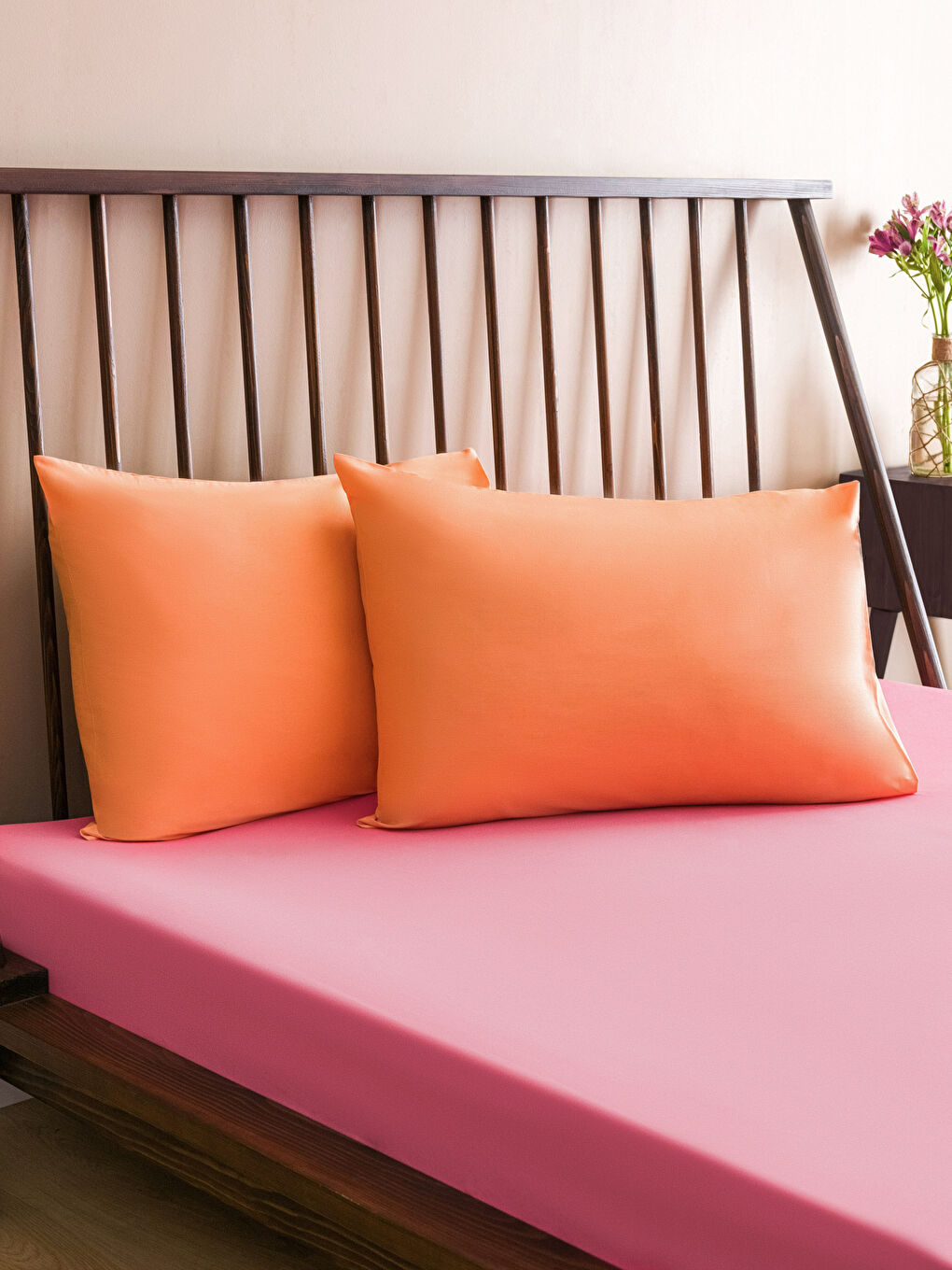 Lot de 2 Taies d'Oreiller en Coton Uni 50x70 cm