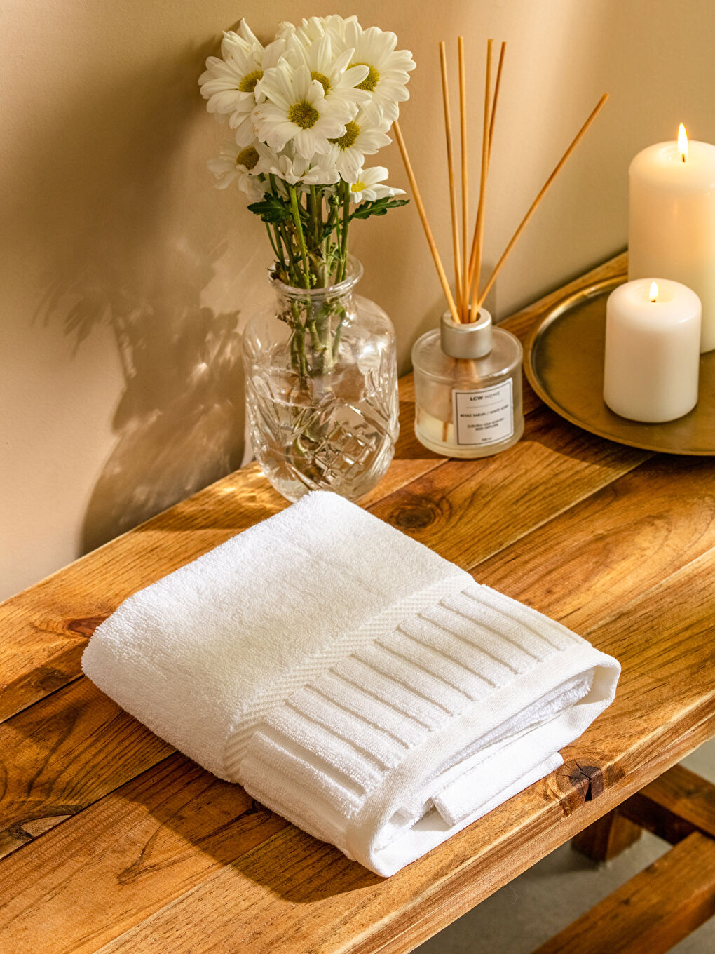 Beyaz Düz Bukle Yüz Havlusu 50x80 cm