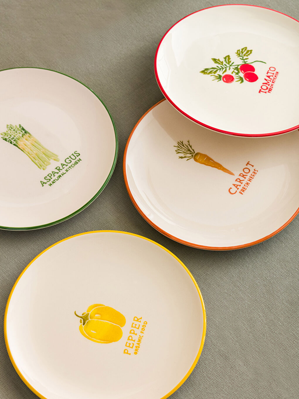 Set Farfurii pentru Tort din Ceramică Imprimată, Pachet de 4-2